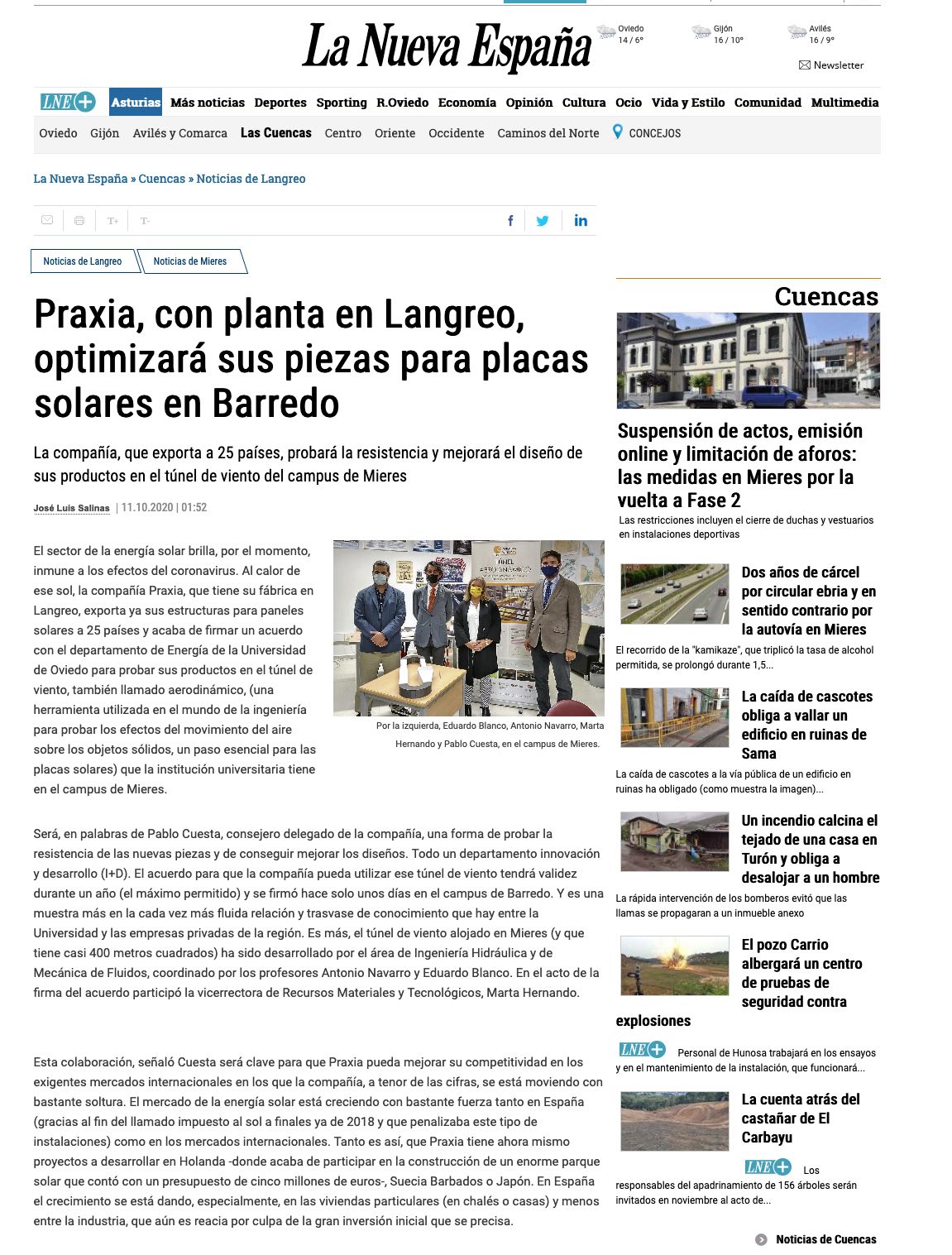 Noticia de La Nueva España